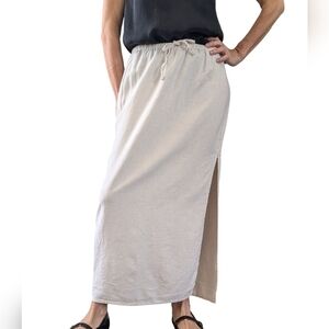 Pull & Bear Pacific Republic LINEN Blend Minimalist Straight Midi Skirt Size S